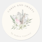 Chic Floral Bakery Pastry Chef Baking Utensils Ronde Sticker (Voorkant)