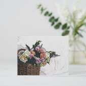 Chic Floral Basket of Flowers Art Briefkaart (Staand voorkant)