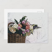 Chic Floral Basket of Flowers Art Briefkaart (Voorkant / Achterkant)