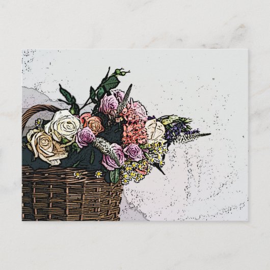 Chic Floral Basket of Flowers Art Briefkaart (Voorkant)