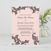  Chic Floral Black Peacock Wedding Invite Kaart (Staand voorkant)