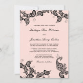  Chic Floral Black Peacock Wedding Invite Kaart (Voorkant)