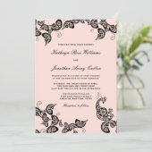  Chic Floral Black Peacock Wedding Invite Kaart (Staand voorkant)