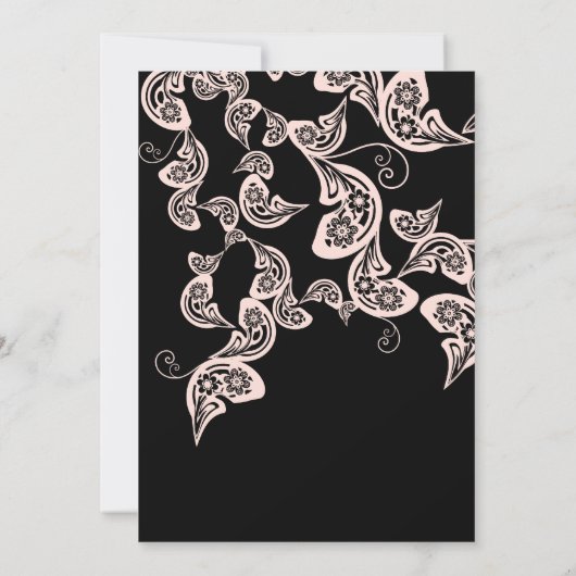  Chic Floral Black Peacock Wedding Invite Kaart (Achterkant)
