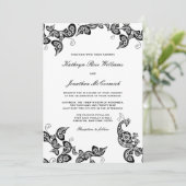  Chic Floral Black Peacock Wedding Invite Kaart (Staand voorkant)