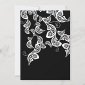  Chic Floral Black Peacock Wedding Invite Kaart (Achterkant)