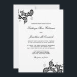 Chic Floral Black Peacock Wedding Invite Kaart<br><div class="desc">Ontworpen door: fat*fa*tin. Eenvoudig aan te passen met uw eigen tekst,  foto of afbeelding. Voor douaneverzoeken,  te contacteren gelieve vet*fa*tin direct. Aangepaste kosten zijn van toepassing op www.zazzle.com/fat_fa_tin www.zazzle.com/color_therapy www.zazzle.com/fatfatin_blue_knot www.zazzle.com/fatfatin_red_knot www.zazzle.com/fatfatin_box www.zazzle.com/fatfatin_ink</div>