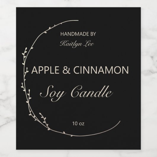 Chic Floral Black & White Handmade Candle Label Wijn Etiket (Enkel label)