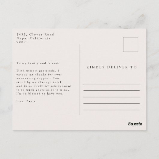 Chic Floral Bloom Arch Foto Afstuderen Dank u Briefkaart (Achterkant)