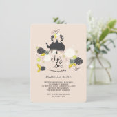 Chic Floral blooms kiep en zie Baby shower Kaart (Staand voorkant)