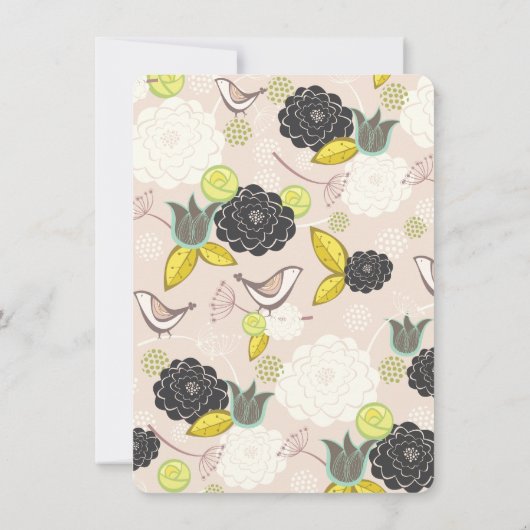 Chic Floral blooms kiep en zie Baby shower Kaart (Achterkant)