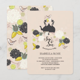 Chic Floral blooms kiep en zie Baby shower Kaart