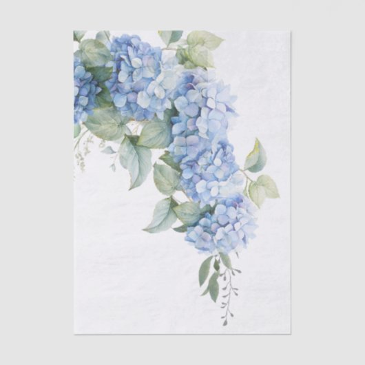 Chic Floral Blue Hydrangea Wedding  Tissuepapier (Voorkant)