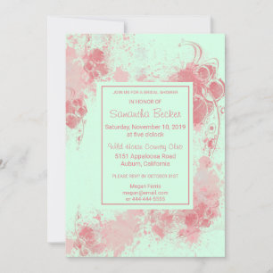 Chic Floral Blush Paint Splatter Vrijgezellenfeest Kaart