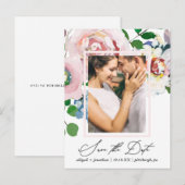 Chic Floral Boeket en Lijst Save the Date Uitnodiging Briefkaart (Voorkant / Achterkant)