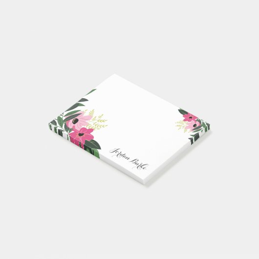 Chic Floral Border Monogram Post-it® Notes (Schuin)