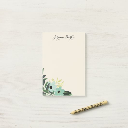 Chic Floral Border Monogram Post-it® Notes (Op bureau)