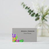 Chic Floral Border Monogram Visitekaartje (Staand voorkant)