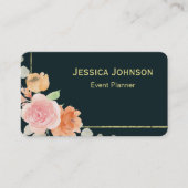 Chic Floral Border Monogram Visitekaartje (Voorkant)