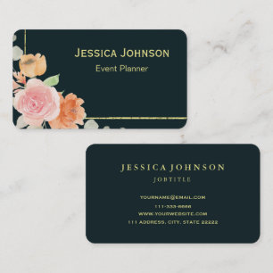 Chic Floral Border Monogram Visitekaartje