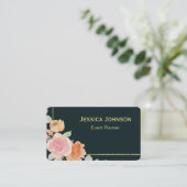 Chic Floral Border Monogram Visitekaartje (Staand voorkant)