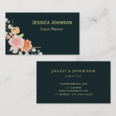 Chic Floral Border Monogram Visitekaartje (Voorkant / Achterkant)