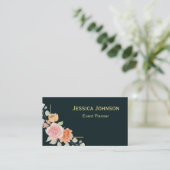 Chic Floral Border Monogram Visitekaartje (Staand voorkant)