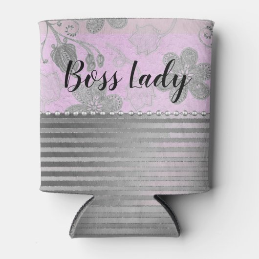 Chic Floral "Boss Lady" Blikjeskoeler (Voorkant)