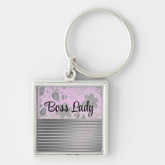 Chic Floral "Boss Lady" Sleutelhanger (Voorkant)