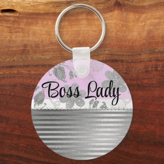 Chic Floral "Boss Lady" Sleutelhanger (Achterkant)