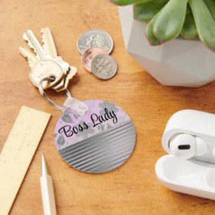 Chic Floral "Boss Lady" Sleutelhanger