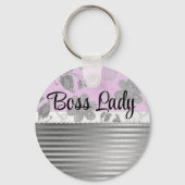 Chic Floral "Boss Lady" Sleutelhanger (Achterkant)