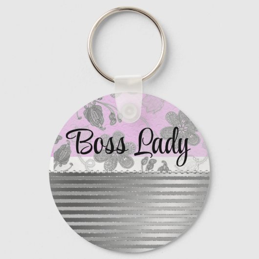 Chic Floral "Boss Lady" Sleutelhanger (Achterkant)