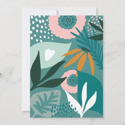 Chic Floral Botanical Bird Baby shower Invitation Kaart (Achterkant)