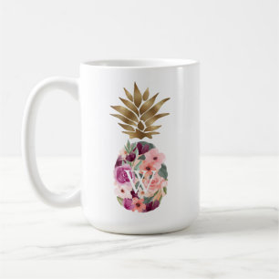 Chic Floral Botanische Waterverf Golden Pineappel Koffiemok