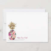Chic Floral Botanische Waterverf Golden Pineappel Notitiekaartje (Voorkant)