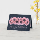 Chic Floral Bouquet Pink Poppy Botanical Birthday Kaart (Gele Bloem)