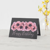 Chic Floral Bouquet Pink Poppy Botanical Birthday Kaart (Gele Bloem)