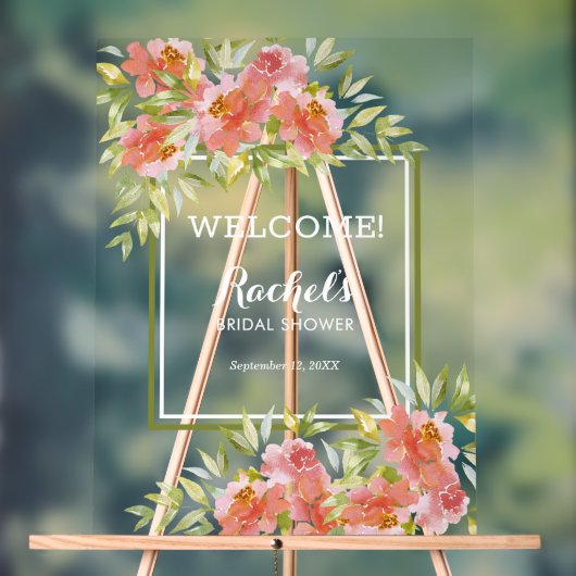Chic Floral Bouquet Vrijgezellenfeest Welkom Acryl Bord (Neutraal)