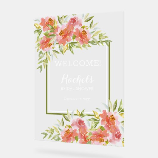 Chic Floral Bouquet Vrijgezellenfeest Welkom Acryl Bord (Hoek)