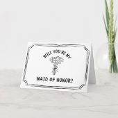 Chic Floral Bow Bouquet Maid of Honor Voorstel Kaart (Voorkant)