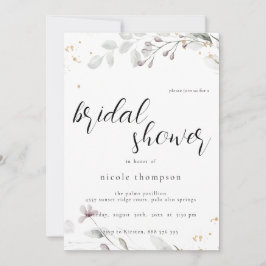 Chic Floral Bridal Shower Invitation Minimal Kaart