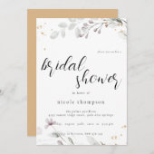 Chic Floral Bridal Shower Invitation Minimal Kaart (Voorkant / Achterkant)