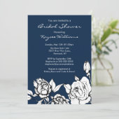 Chic Floral Bridal Shower Novik Donkerblauw Kaart (Staand voorkant)
