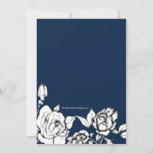 Chic Floral Bridal Shower Novik Donkerblauw Kaart (Achterkant)