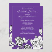 Chic Floral Bridal Shower Paars Kaart (Voorkant / Achterkant)