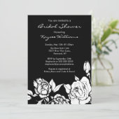 Chic Floral Bridal Shower - uitnodiging zwart (Staand voorkant)