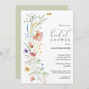 Chic Floral Bridal Shower-uitnodigingen