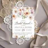 Chic Floral Bride wordt Waterverf Bruids Brunch Kaart