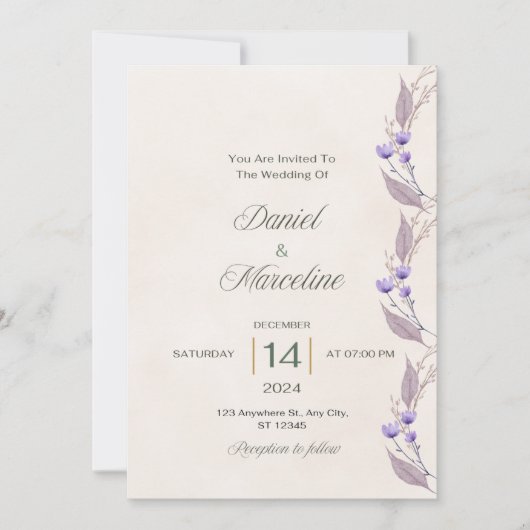 Chic Floral bruiloft uitnodiging (Voorkant)
